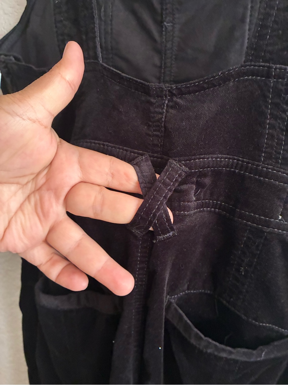 Pilcro Black Fit Flared Velvet Overalls 27 - Picture 9 of 14